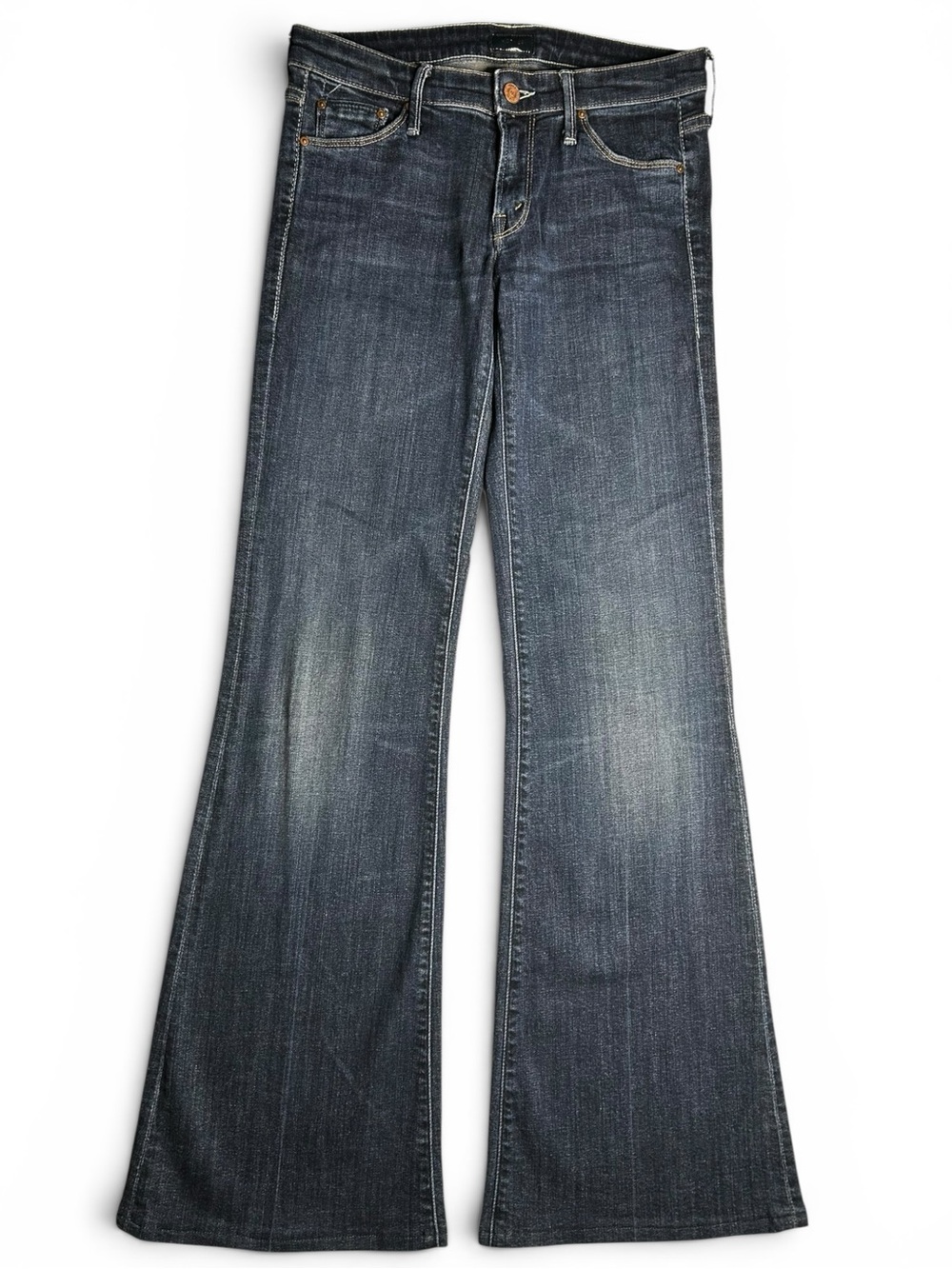 MOTHER The Wilder Here Kitty Kitty Flare Jeans Dark Wash Sz 27